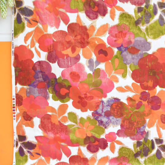 Vintage 1960s Bernard Wardle Fabric / Curtains - Ascona - Flowers