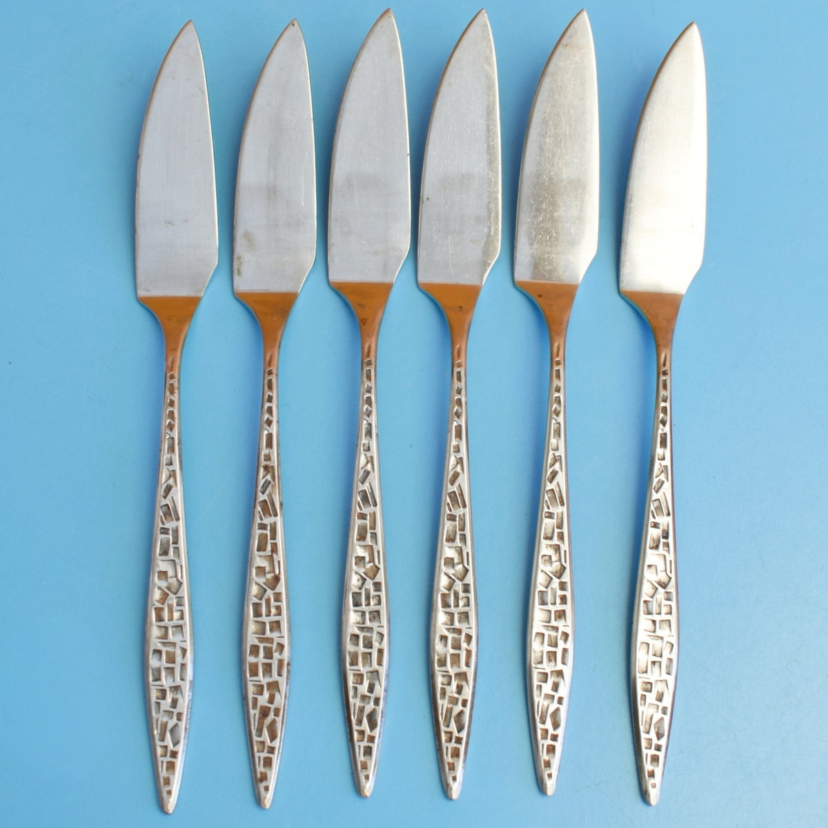 Vintage 1960s Viners Mosaic Cutlery - Fish Knives x6 by Vintage