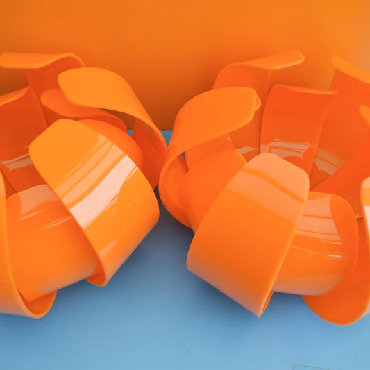 Vintage 1960s Large Perspex Lotus Light - Orange .