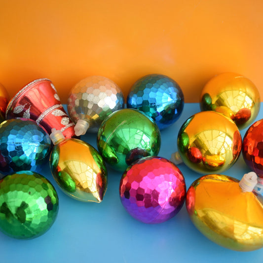 Vintage 1970s Plastic Christmas Disco Ball / Shaped Decorations - Mixed x16 by Pineapple Retro