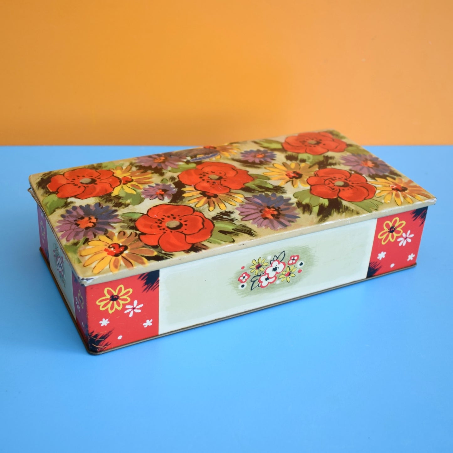 Vintage 1960s Metal Flower Tins - Flower Power