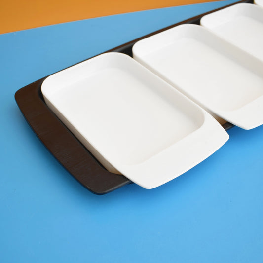 Vintage 1970s Plastic Party Snack Tray Set - Twinco - Monochrome