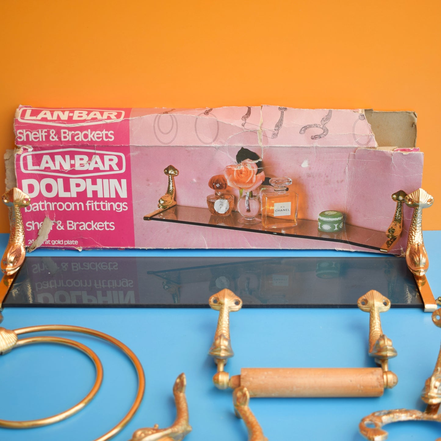 Vintage 1970s Lan Bar Gold Dolphin Bathroom Accessories- Individually Priced