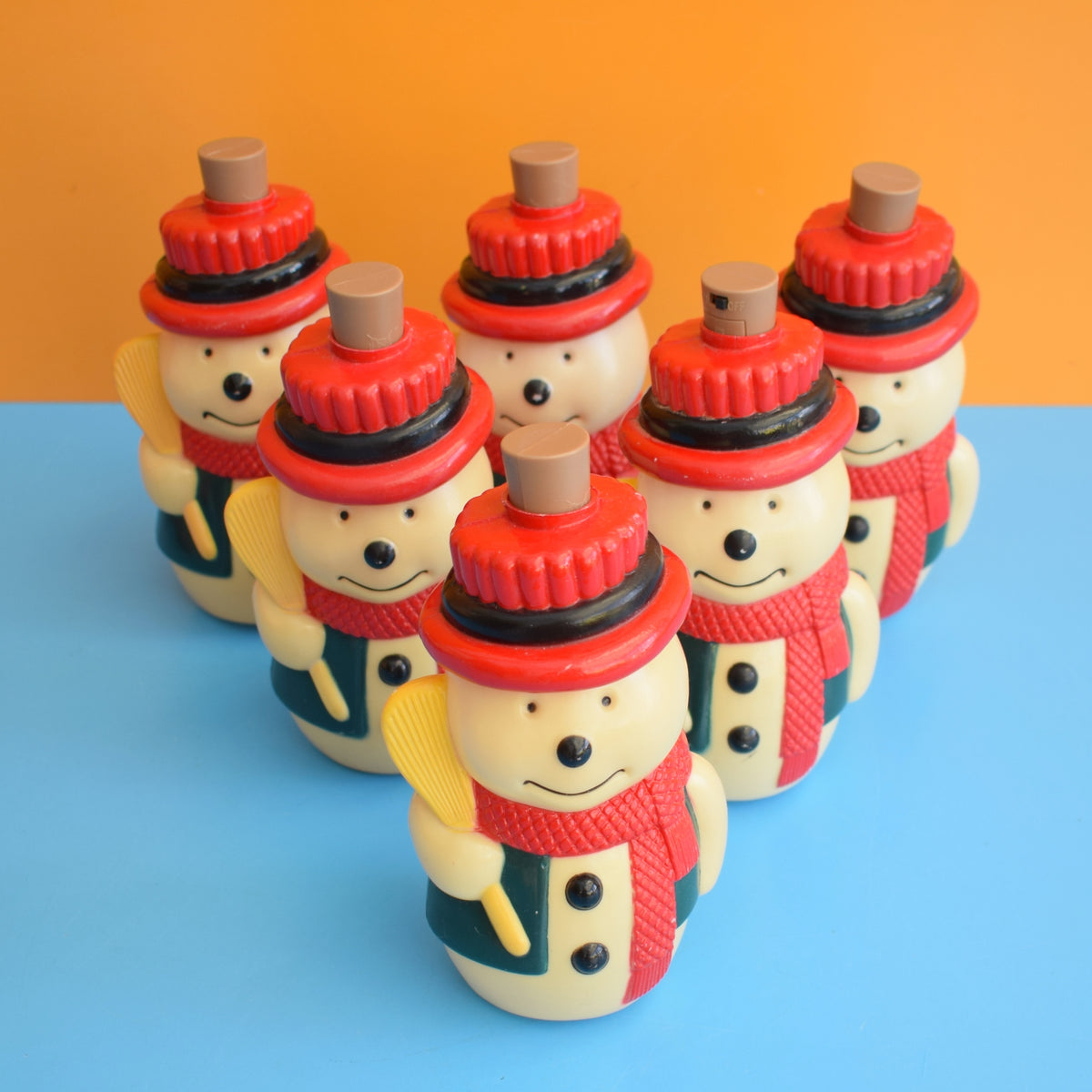 Vintage 1980s Little Christmas Santa & Snowman Lights by Pineapple Retro