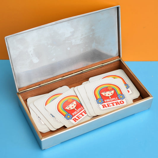 Vintage 1970s Stainless Steel / Wood Cigar / Cigarette Box / Storage - Danish