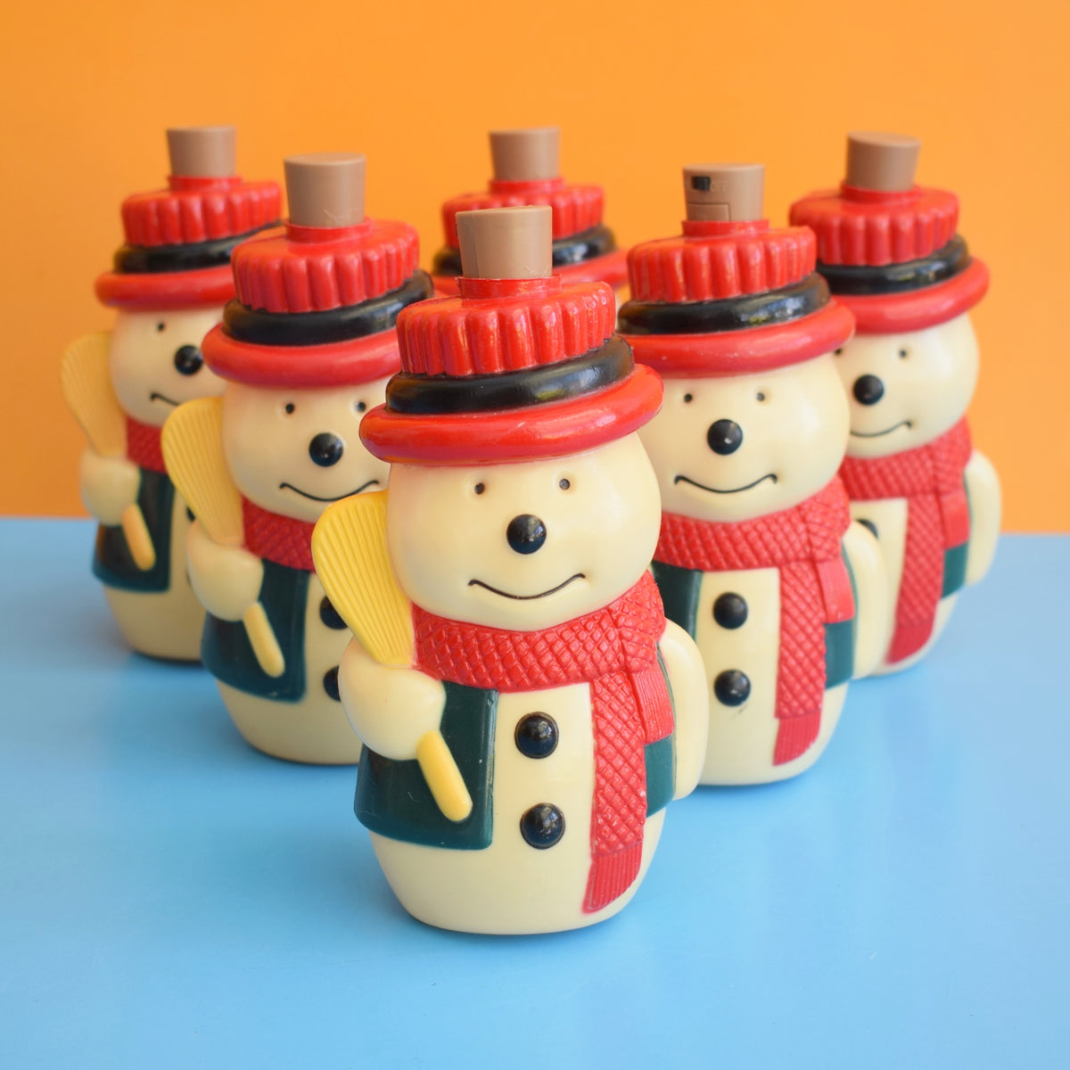 Vintage 1980s Little Christmas Santa & Snowman Lights by Pineapple Retro