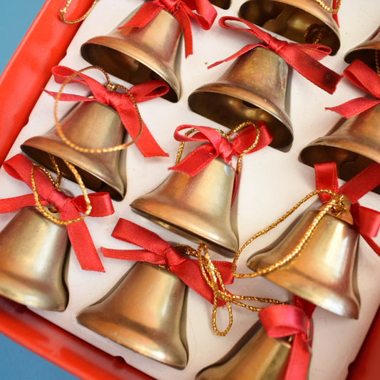 Vintage 1980s Metal Golden Bells - Christmas Decorations by Pineapple Retro