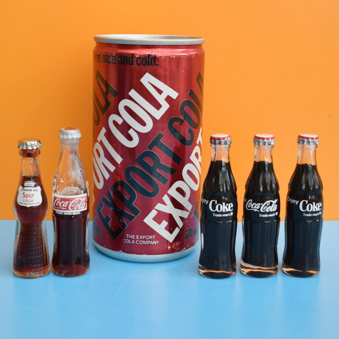 Vintage 1980s Mini Glass Bottles - Cola / Coca Cola / Coke