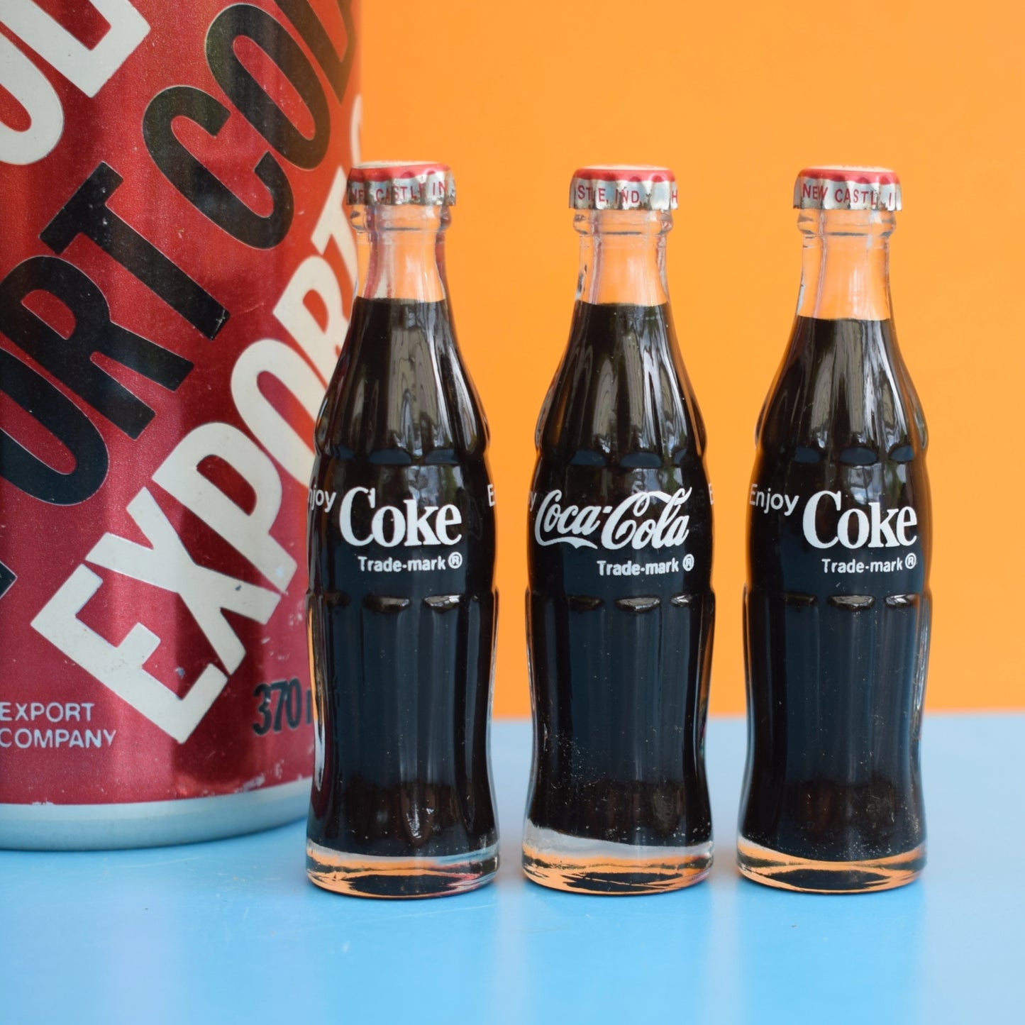 Vintage 1980s Mini Glass Bottles - Cola / Coca Cola / Coke