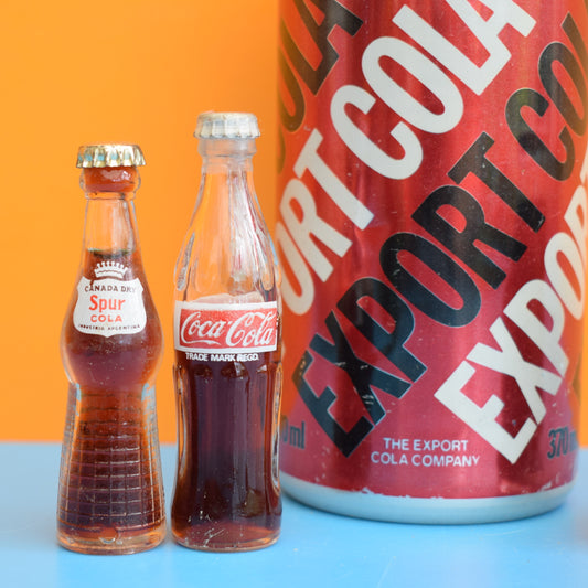 Vintage 1980s Mini Glass Bottles - Cola / Coca Cola / Coke