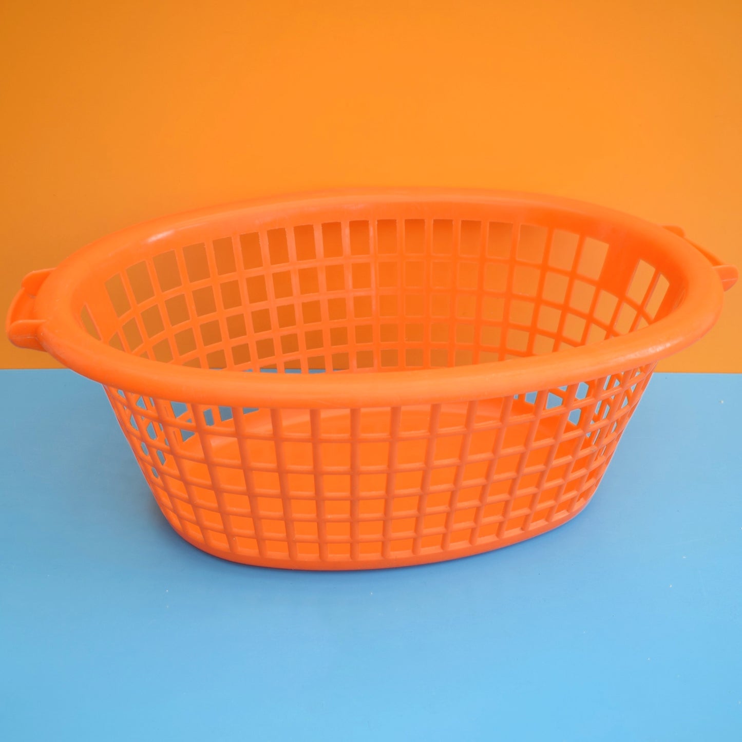 Vintage 1970s Washing Basket - Orange Plastic