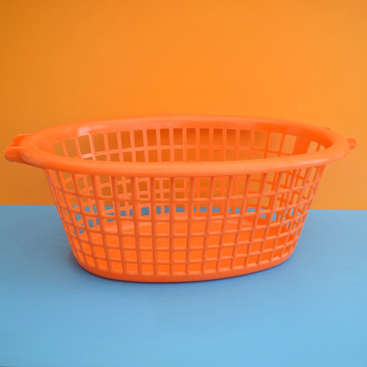 Vintage 1970s Washing Basket - Orange Plastic