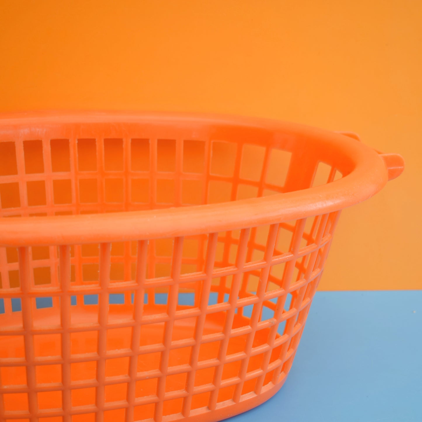 Vintage 1970s Washing Basket - Orange Plastic
