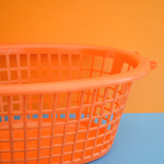 Vintage 1970s Washing Basket - Orange Plastic