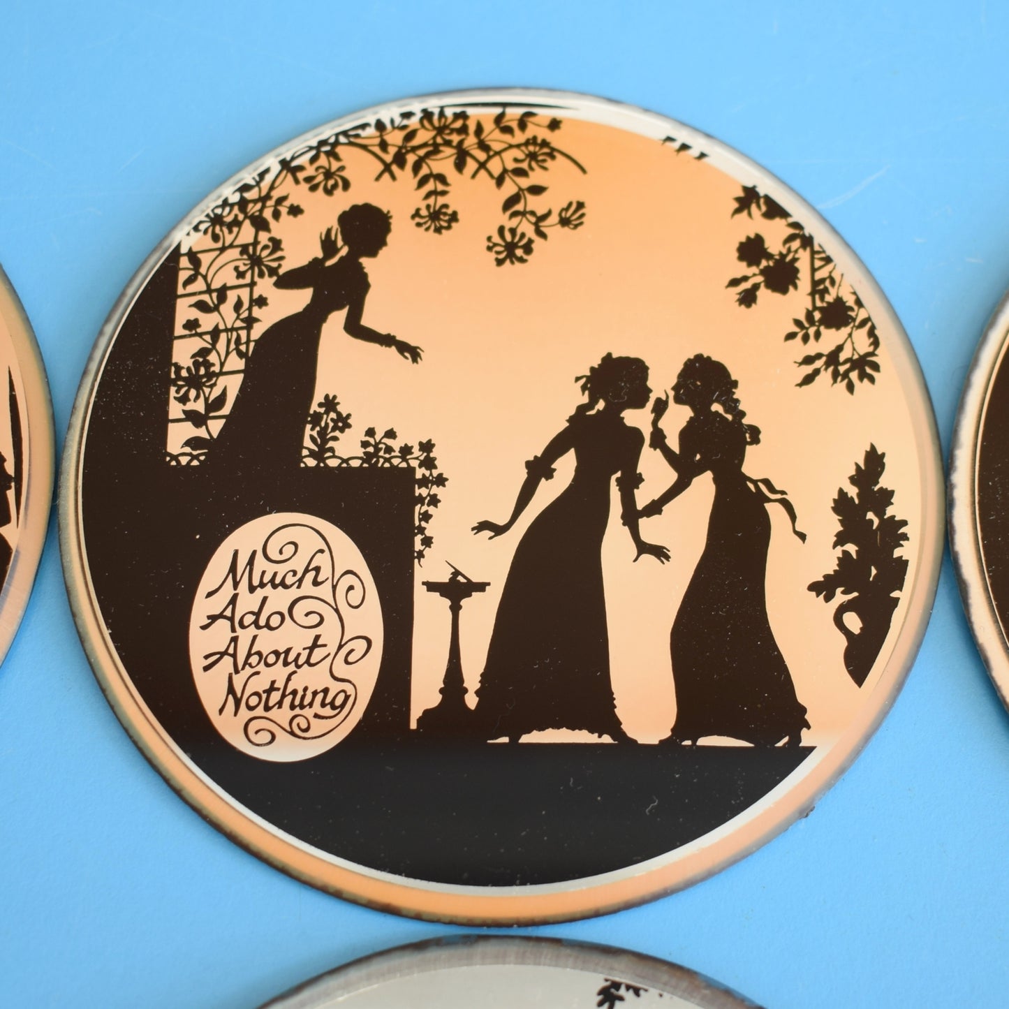 Vintage 1960s Mirrored Coasters - Shakespeare Plays - Romeo & Juliet