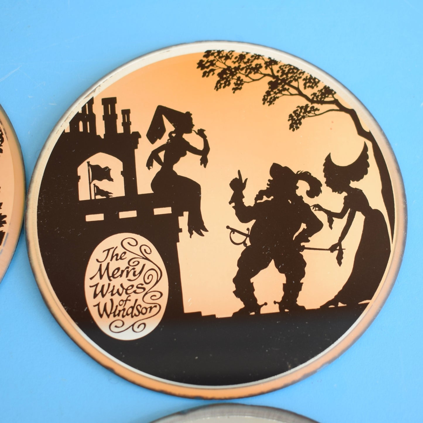 Vintage 1960s Mirrored Coasters - Shakespeare Plays - Romeo & Juliet