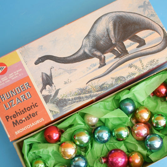 Vintage 1970s Glass Christmas Decorations - Smaller / Medium - Dinosaur Boxes by Pineapple Retro