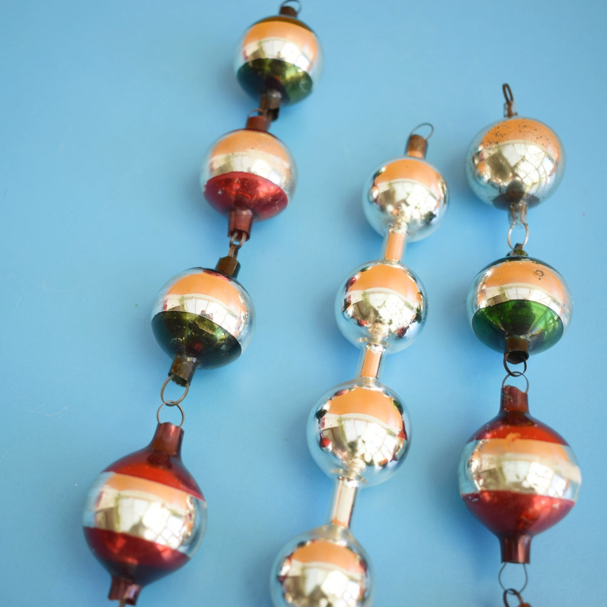 Vintage 1960s Hanging Glass Christmas Baubles - Autumnal Colours by Pineapple Retro
