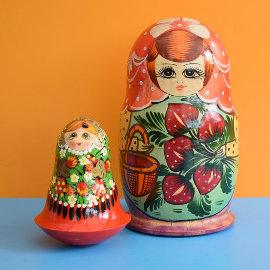 Vintage 1970s Large Wooden Russian Doll / Roly Poly Rocker
