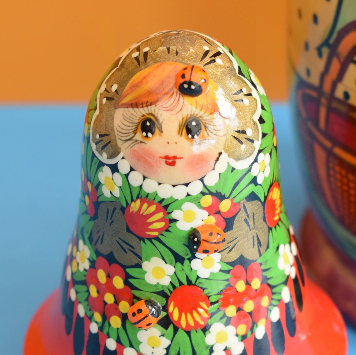 Vintage 1970s Large Wooden Russian Doll / Roly Poly Rocker