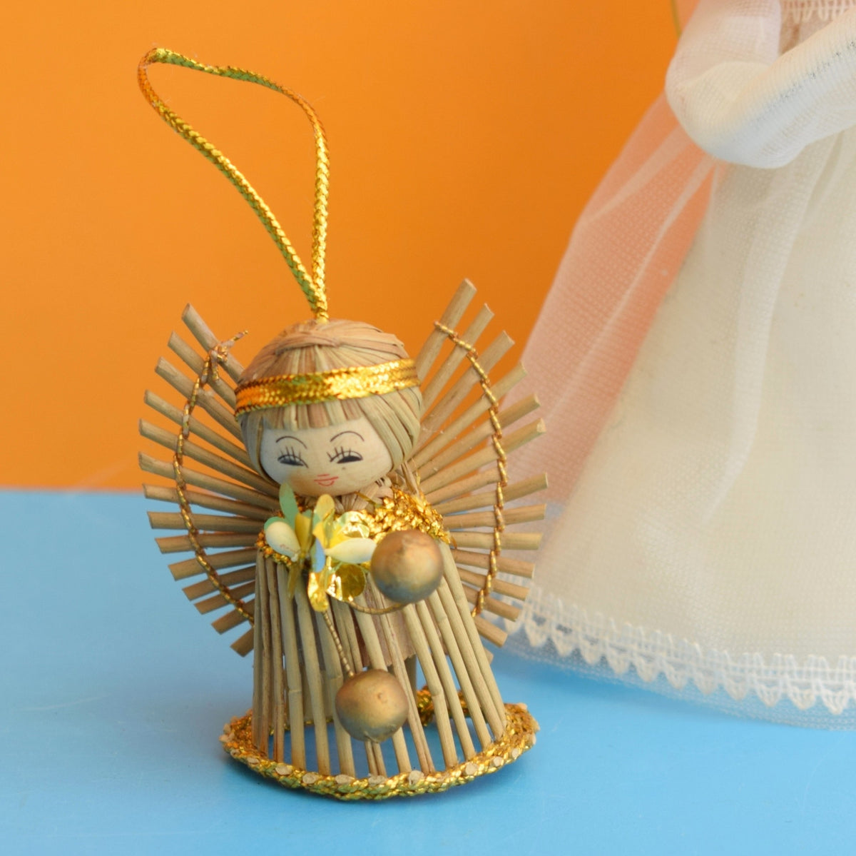 Vintage 1960s Kitsch Angel / Fairy Figures - Tinsel & Glitter / Feathers by Vintage