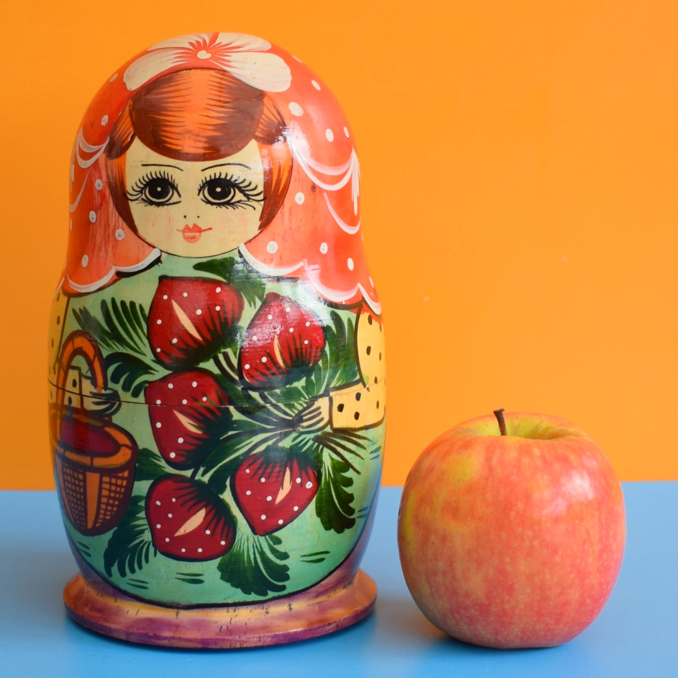 Vintage 1970s Large Wooden Russian Doll / Roly Poly Rocker