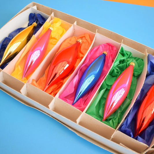 Vintage 1970s Teardrop Glass Baubles - Brights - Narrower by Pineapple Retro