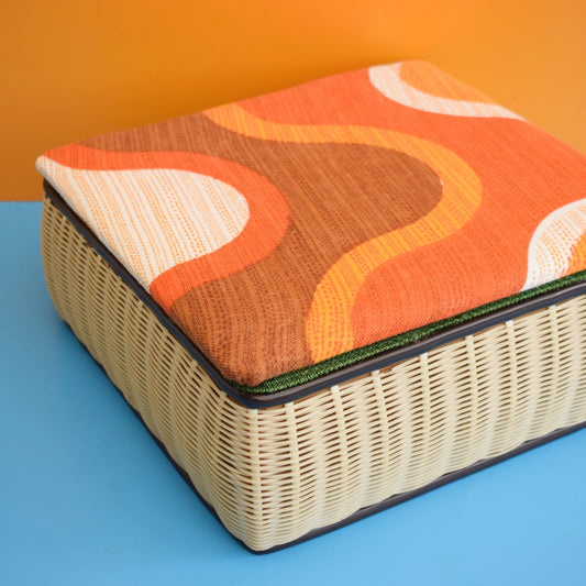Vintage 1960s Sewing / Hobby Box - Orange Swirls