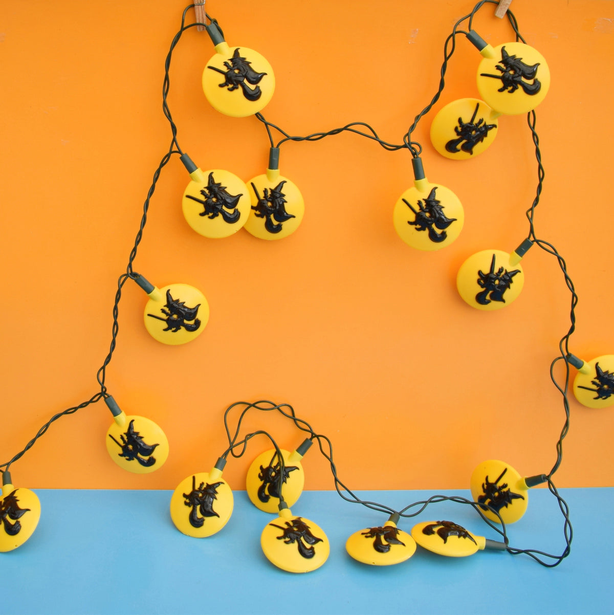 Vintage 1990s Indoor Halloween Moon/ Witch String Lights - Premier by Pineapple Retro