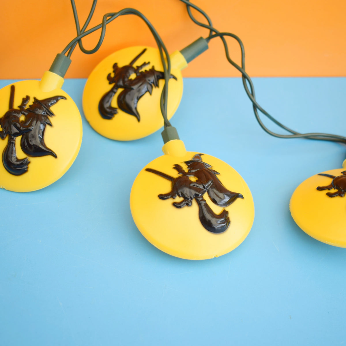 Vintage 1990s Indoor Halloween Moon/ Witch String Lights - Premier by Pineapple Retro