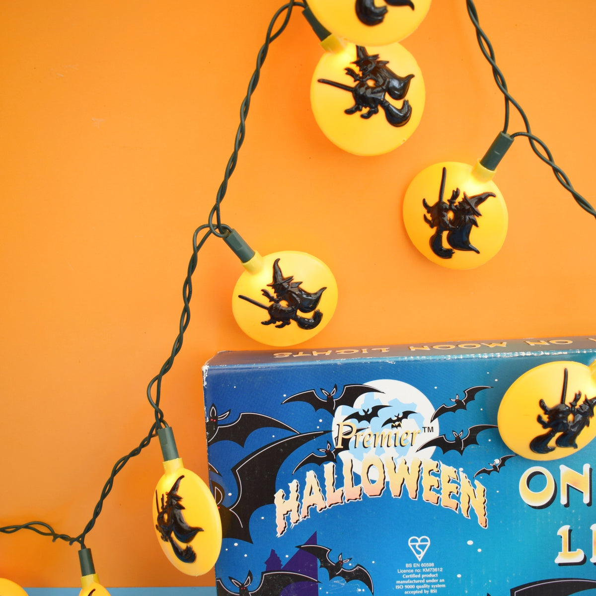 Vintage 1990s Indoor Halloween Moon/ Witch String Lights - Premier by Pineapple Retro