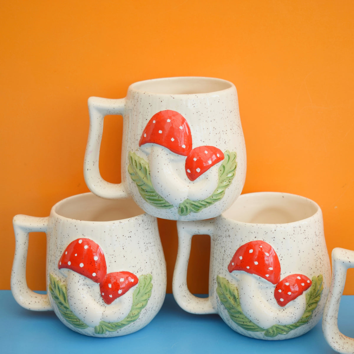 Vintage 1980s Toadstool Mugs - Red Spots - Arnels - American by Vintage