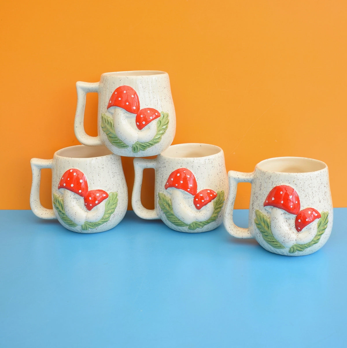 Vintage 1980s Toadstool Mugs - Red Spots - Arnels - American by Vintage