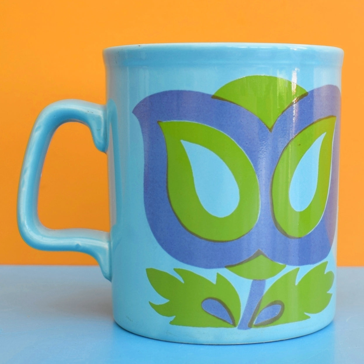 Vintage 1970s Mug - Staffordshire Pottery - Turquoise / Green