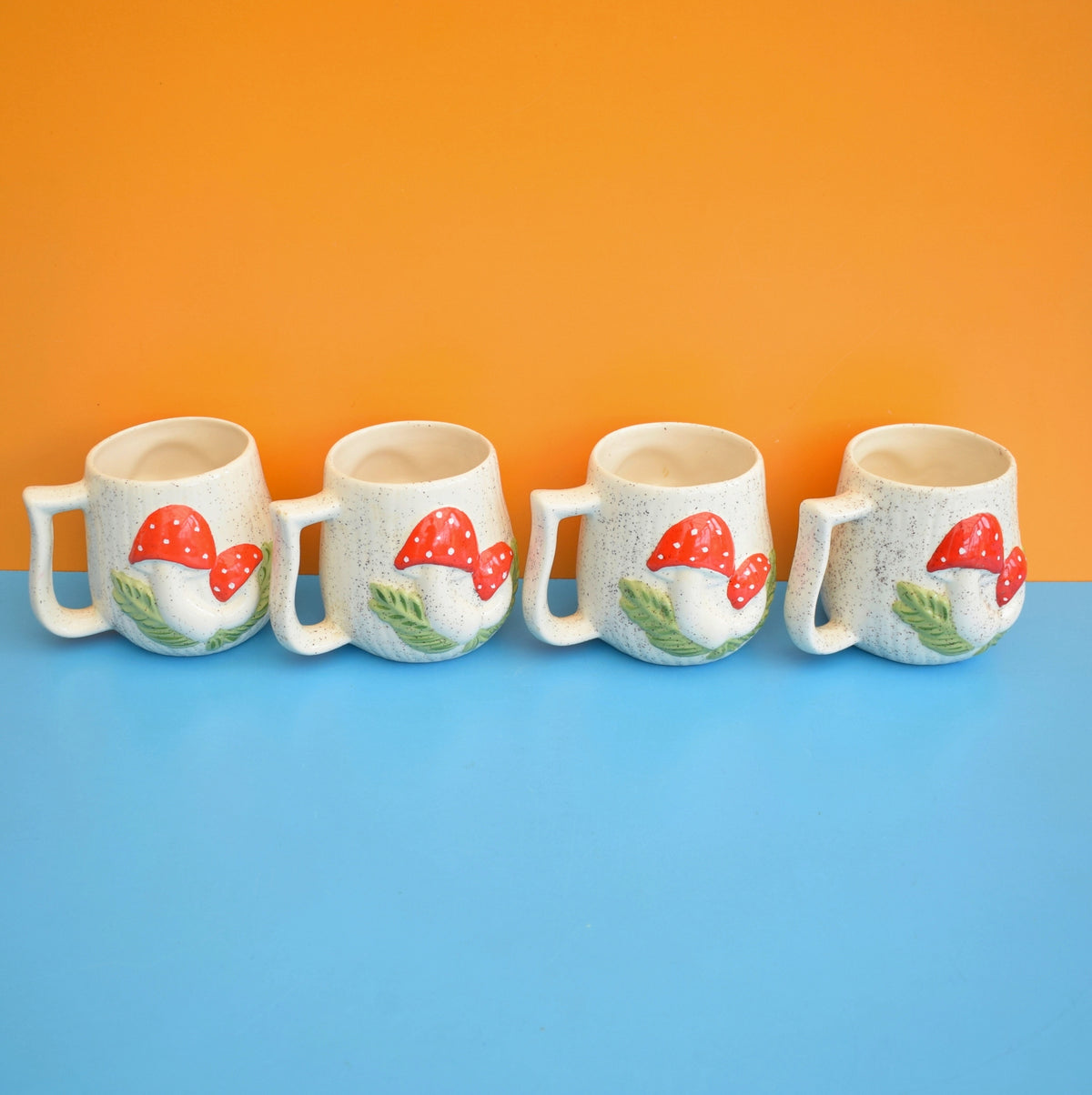 Vintage 1980s Toadstool Mugs - Red Spots - Arnels - American by Vintage