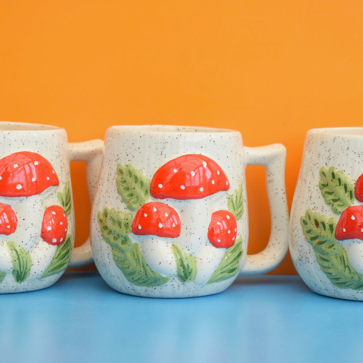 Vintage 1980s Toadstool Mugs - Red Spots - Arnels - American by Vintage