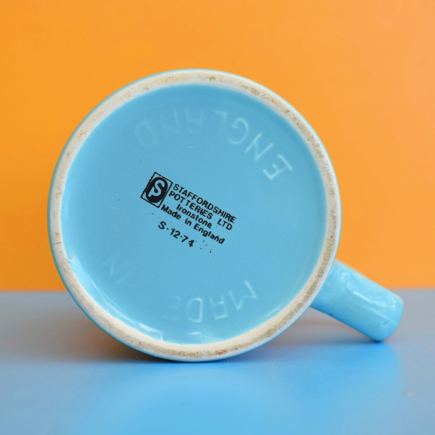 Vintage 1970s Mug - Staffordshire Pottery - Turquoise / Green