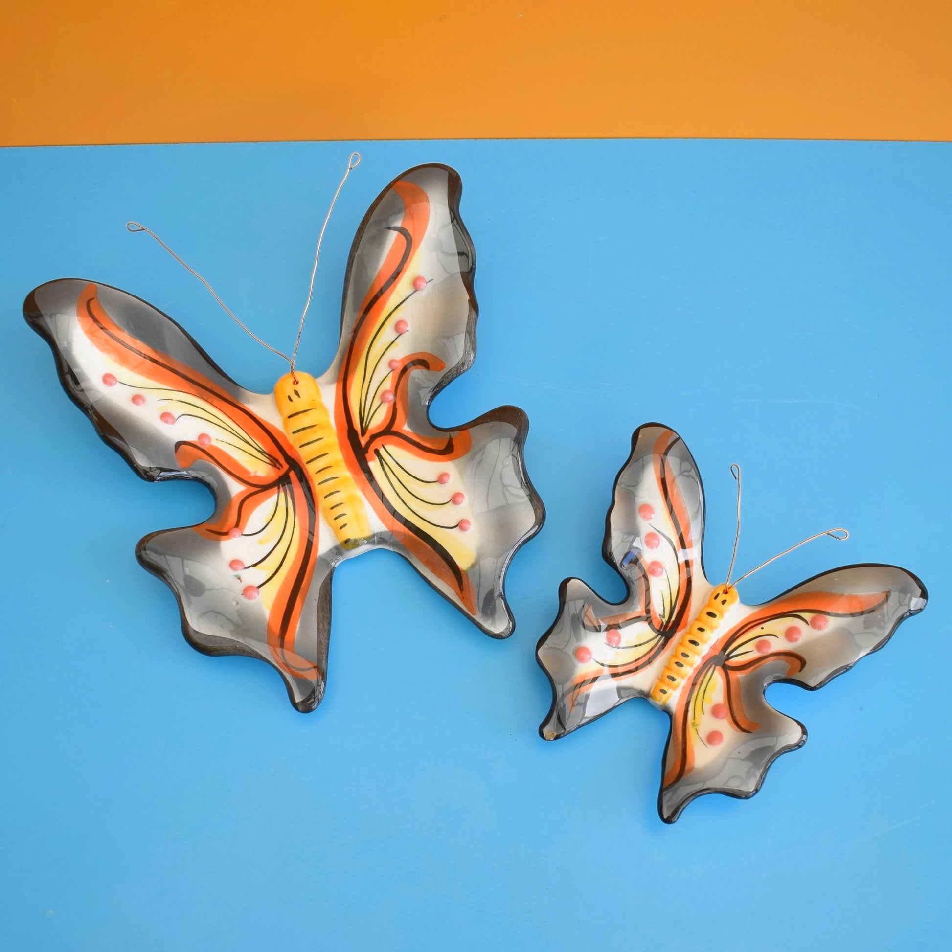 Vintage 1990s Ceramic Wall Butterflies - Portugal x2 by Pineapple Retro