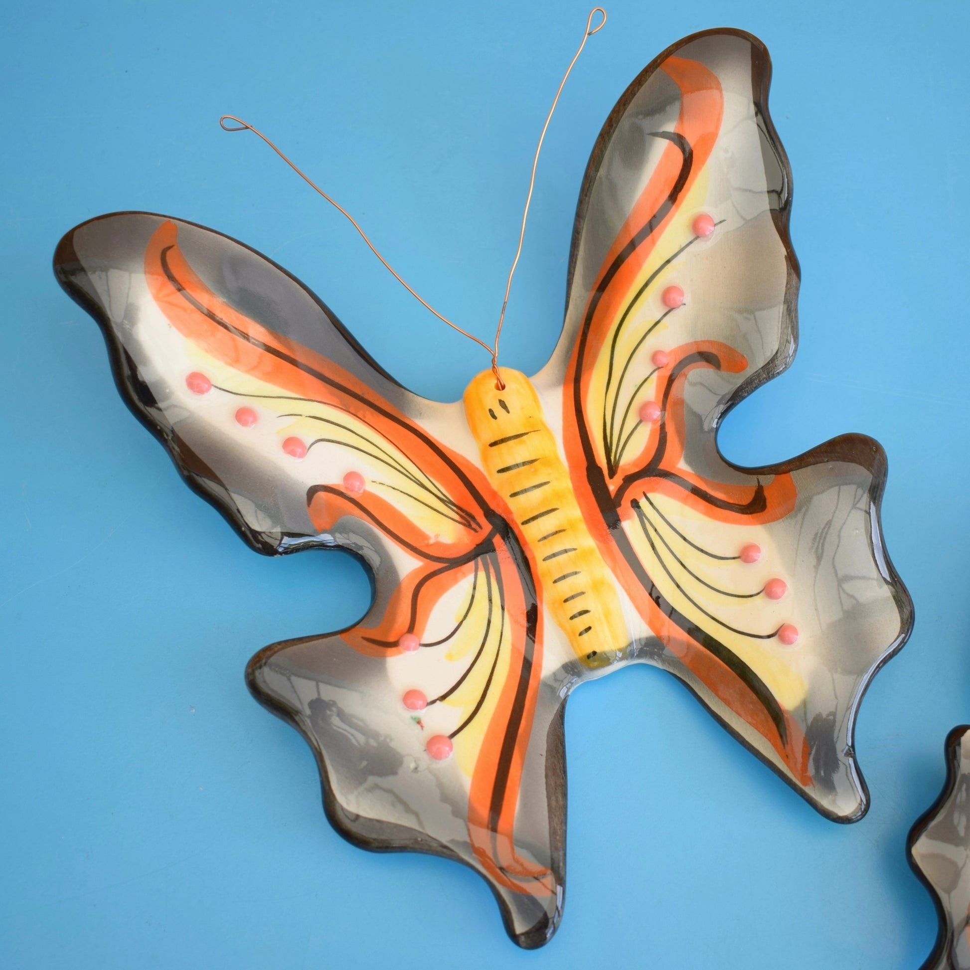 Vintage 1990s Ceramic Wall Butterflies - Portugal x2 by Pineapple Retro