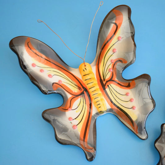 Vintage 1990s Ceramic Wall Butterflies - Portugal x2
