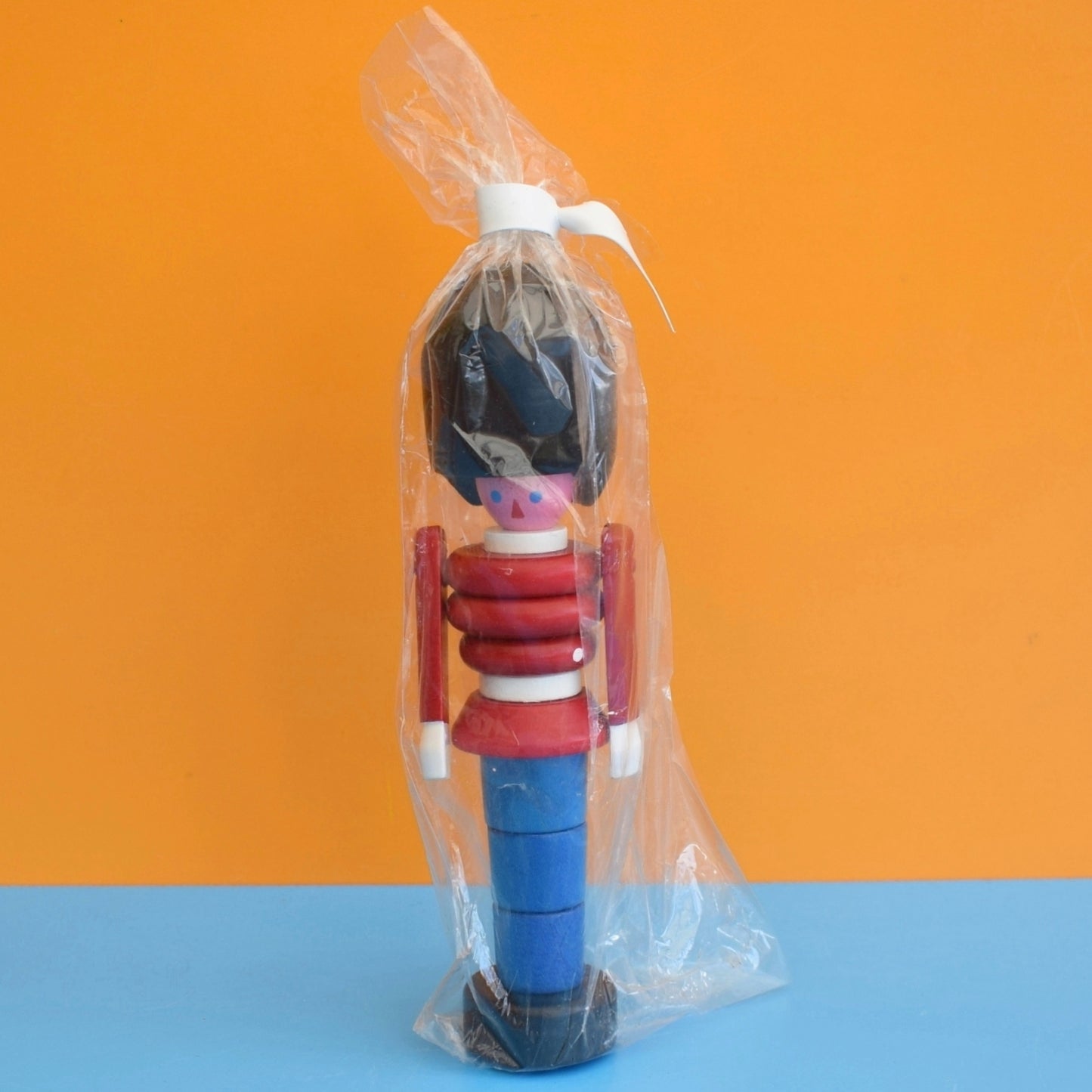 Vintage 1970s Wooden Stacking Toy - Bright Colours - Soldier- BNIP by Pineapple Retro