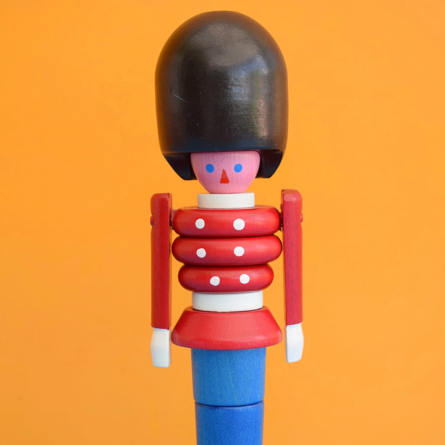 Vintage 1970s Wooden Stacking Toy - Bright Colours - Soldier- BNIP by Pineapple Retro