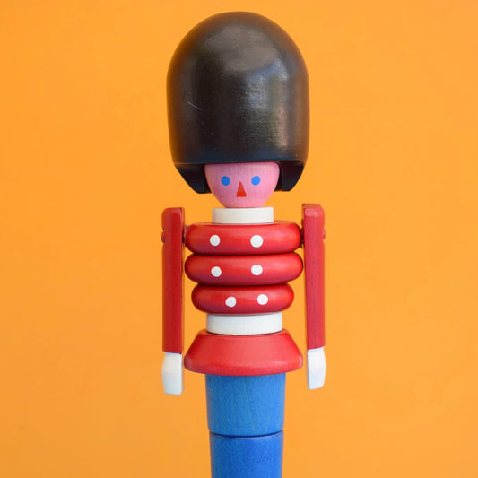 Vintage 1970s Wooden Stacking Toy - Bright Colours - Soldier- BNIP
