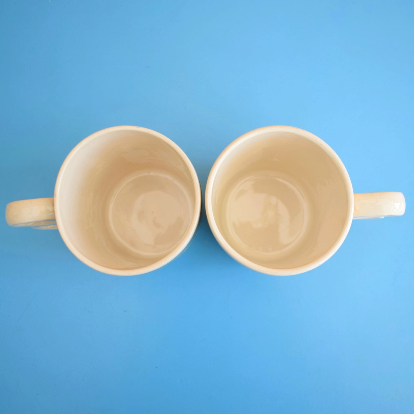 Vintage 1970s Double Finger Mugs - Sadler Flowers - Orange/ Green