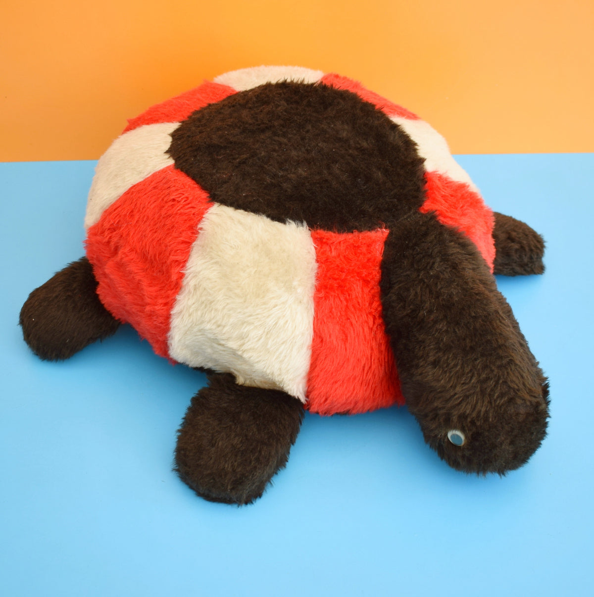 Vintage 1970s Medium Fluffy Tortoise Footstool - Red by Pineapple Retro
