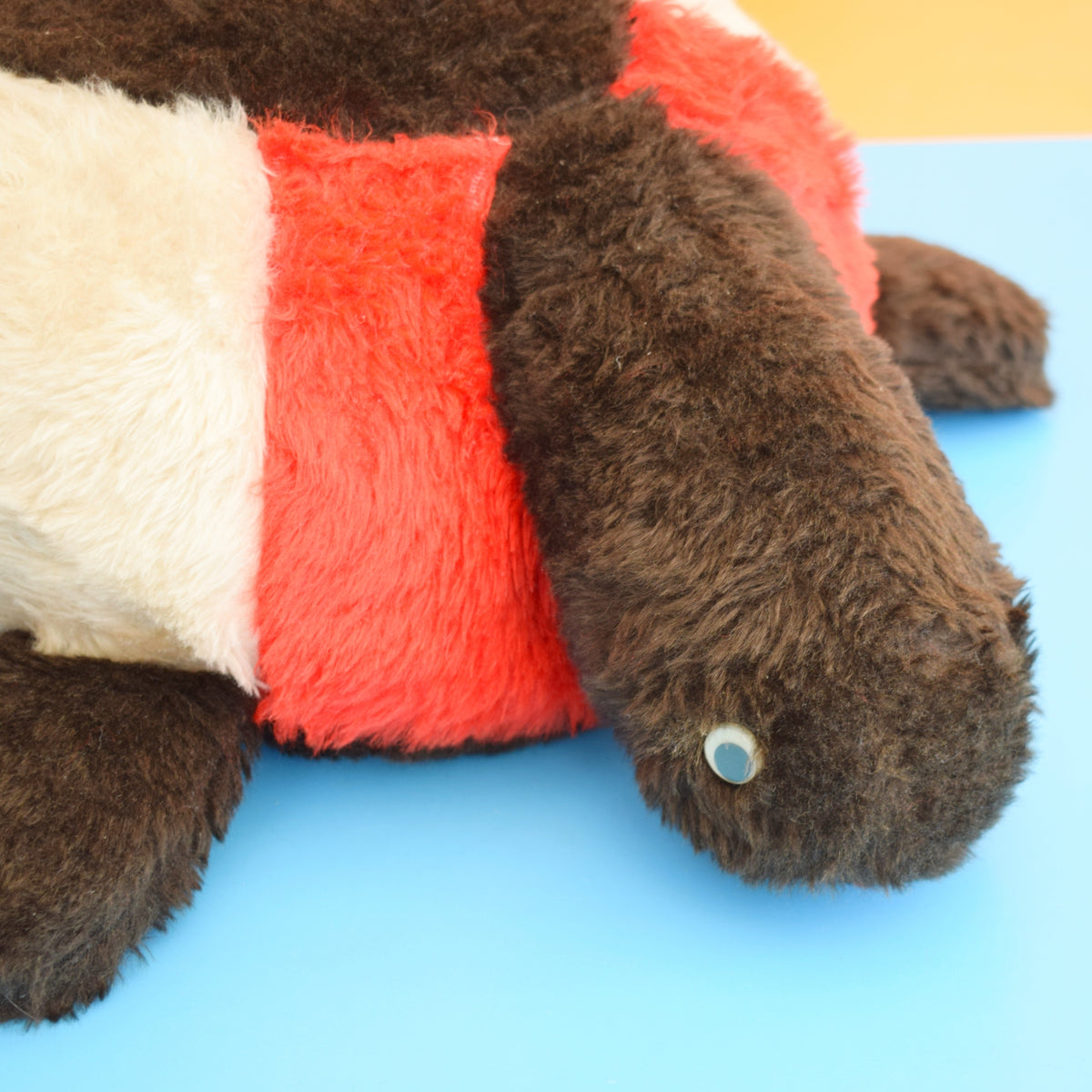 Vintage 1970s Medium Fluffy Tortoise Footstool - Red by Pineapple Retro