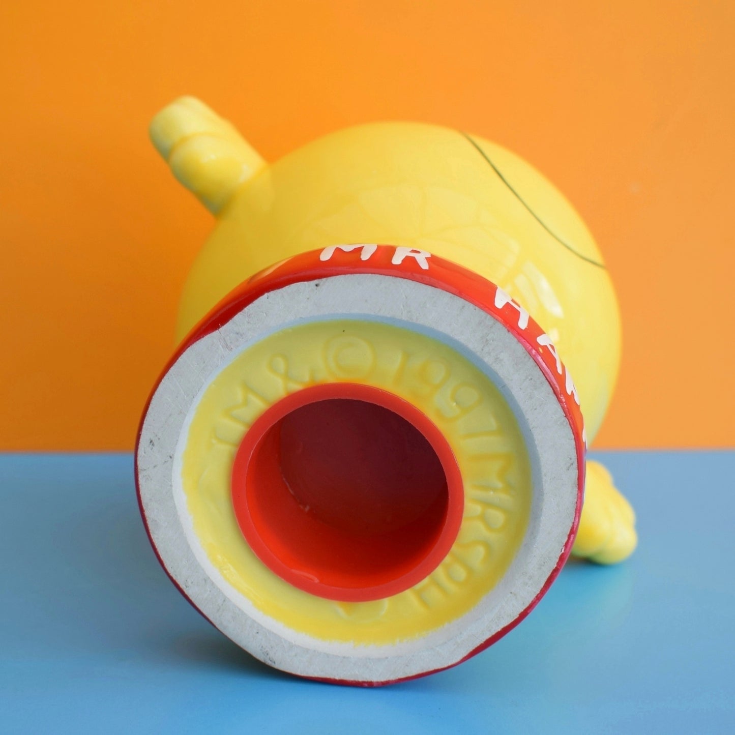 Vintage 1990s Mr Men Ceramic Money Box - Mr Happy