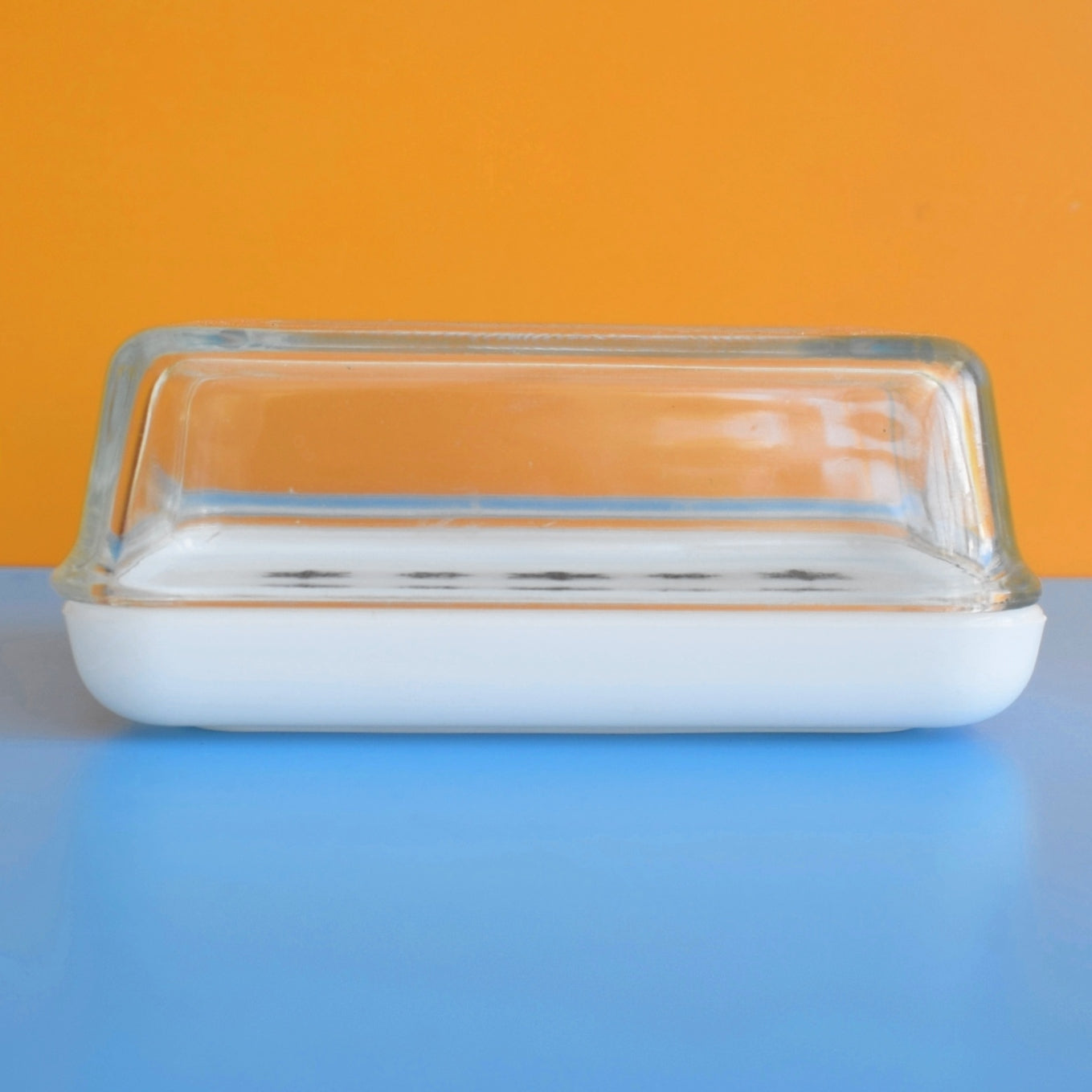 Vintage 1950s Pyrex - Rare Snowflake Butter Dish With Lid - Monochrome