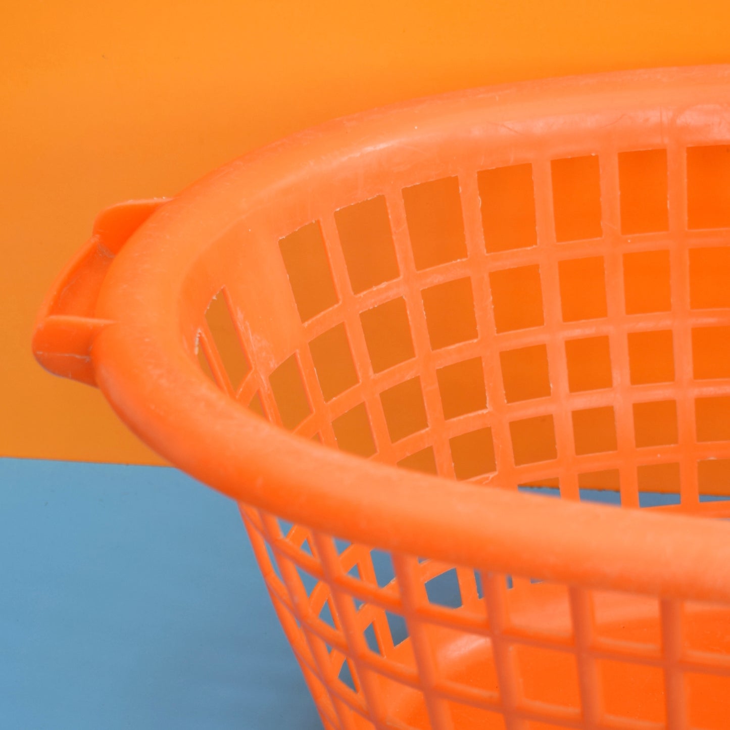 Vintage 1970s Plastic Washing Basket - Orange .
