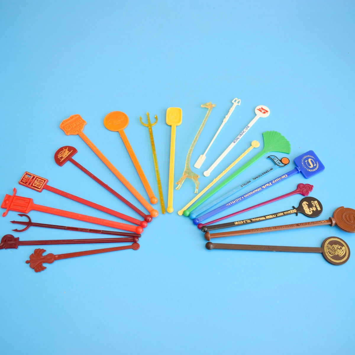 Vintage 1970s Drink Stirrers / Sticks - Rainbow. by Pineapple Retro